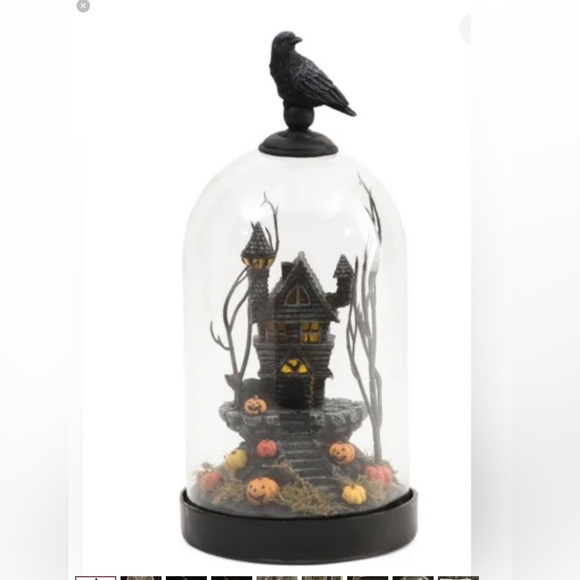 Martha Stewart Halloween Haunted House Light Up LED Glass Cloche Pumpkins New - Picture 4 of 15